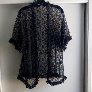 Vintage Black Lace Open Front Cardigan/ Robe Whimsygoth Dark Romantic One Size